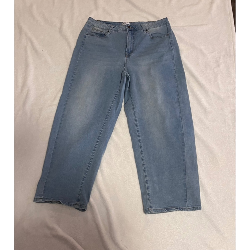 Bleu Light Wash Wide Leg Cropped Jeans Blue Denim Womens 16